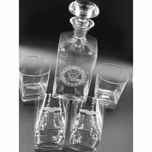 Navy Decanter with 4 NFO Glasses