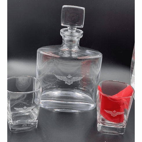 Navy Pilot Wing Decanter with 2 Glasses