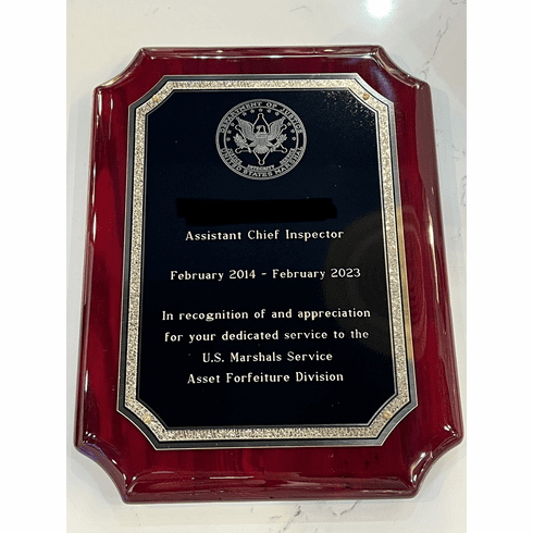 Rosewood Piano Finish Plaque with Custom Logo and Personalization