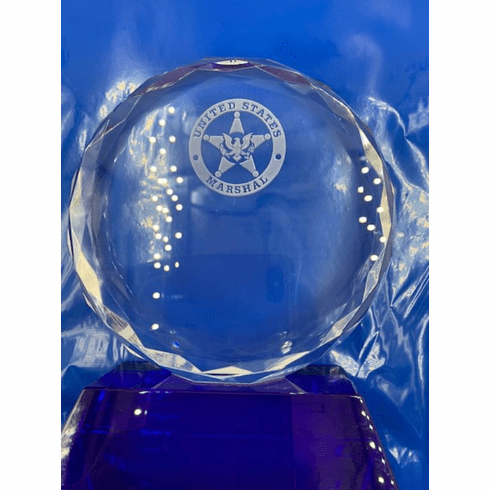 Round Crystal on Blue Base with USMS Logo