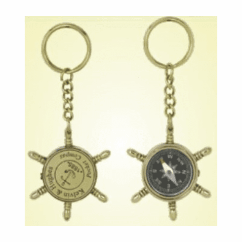 SHIP WHEEL WITH COMPASS KEY CHAIN