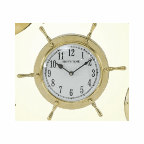 SOLID BRASS SHIP WHEEL CLOCK
