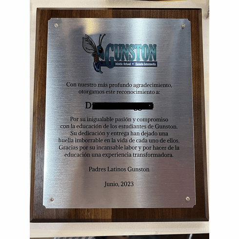 Teacher Appreciation Plaque