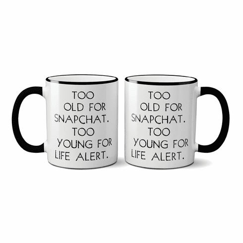 Too Old For Snapchat Mug with Gift Box