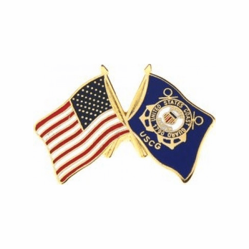 United States &amp; Coast Guard Crossed Flags Pin