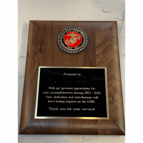 USMC Walnut Plaque