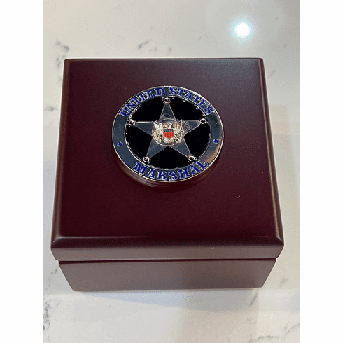 USMS Badge Clock in Box with Engraving