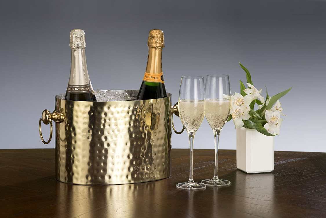 DeuxBrass 2Bottle Wine Chiller Brass Wine Bucket Chic Chill