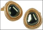 Greek green Cufflinks with Elegant Fancy Cufflink Backs