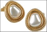 Greek white Cufflinks with Elegant Fancy Cufflink Backs