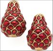 Quilted CLIP earrings, red
