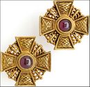Russian Cross CLIP earrings, Garnet
