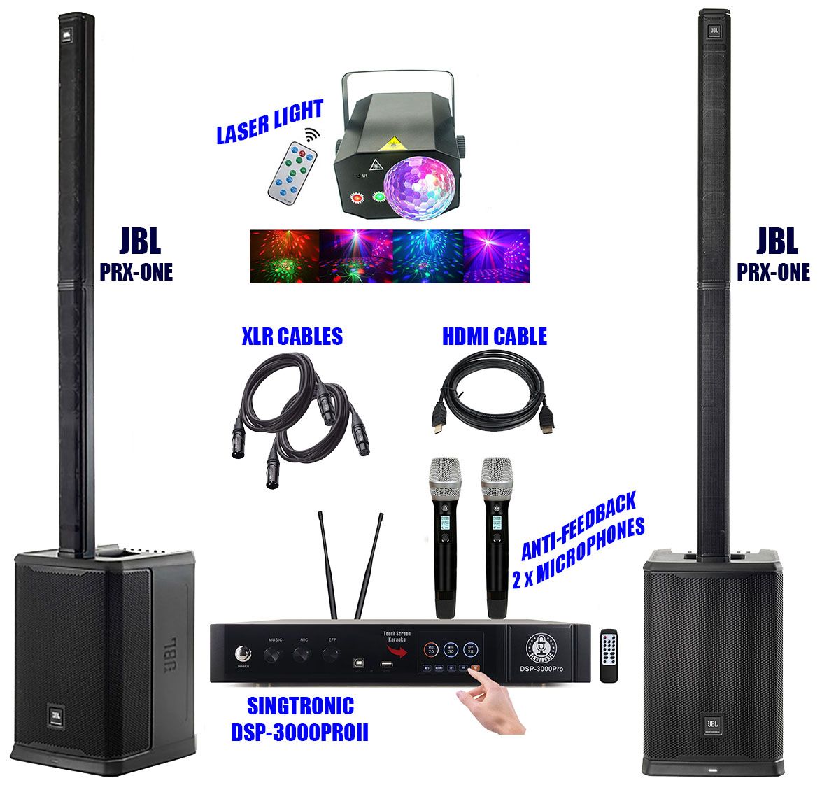 JBL PRX-ONE (Pair) + Singtronic DSP-4000Pro Professional Complete ...
