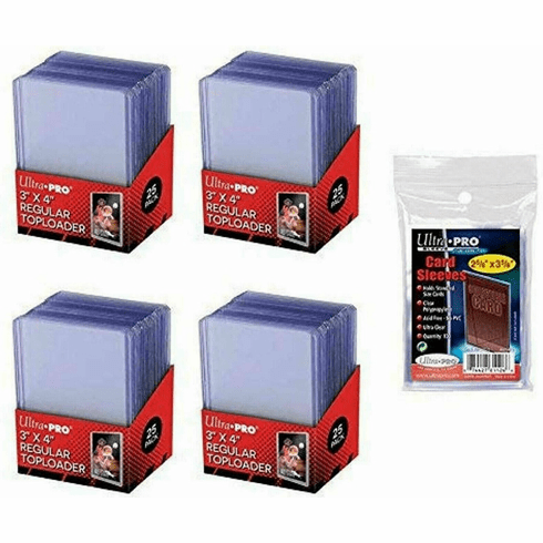 100 Ultra Pro 3" x 4" Regular Top Loaders + 100 Ultra Pro Clear Soft Sleeves