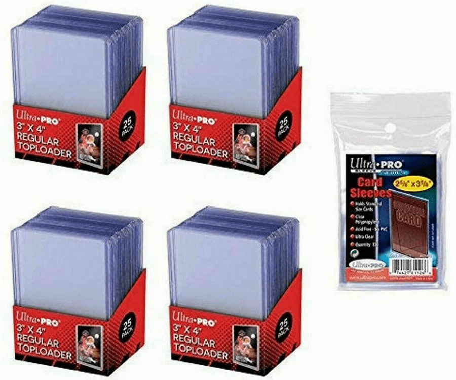 100 Ultra Pro 3" x 4" Regular Top Loaders + 100 Ultra Pro Clear Soft Sleeves