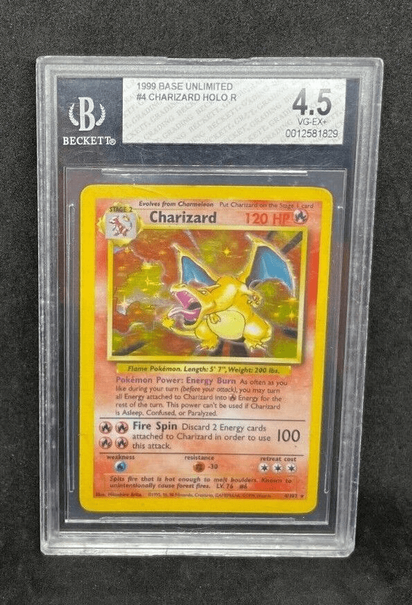 1999 Pokemon Base Set Charizard 4/102 Holo Foil Rare Blue Wing BGS 4.5