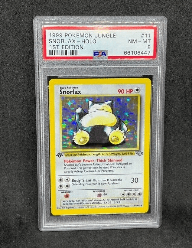 1999 Pokemon Jungle 1st Edition Snorlax 11/64 Holo Foil Rare Vintage PSA 8 NM