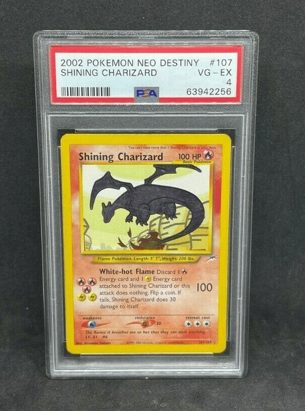 2002 Pokemon Neo Destiny Shining Charizard 107/105 Shiny Holo Foil PSA 4 VG