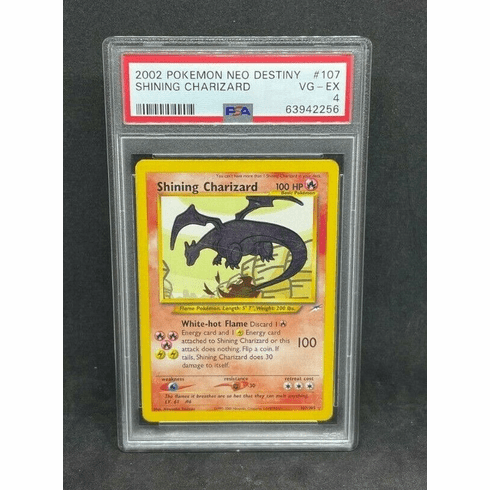 2002 Pokemon Neo Destiny Shining Charizard 107/105 Shiny Holo Foil PSA 4 VG