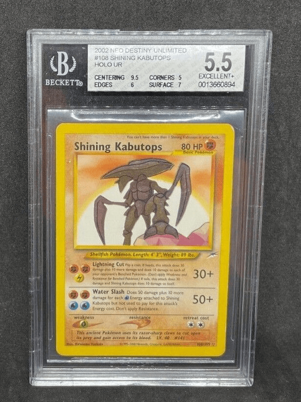 2002 Pokemon Neo Destiny Shining Kabutop 108/105 Secret Holo BGS 5.5