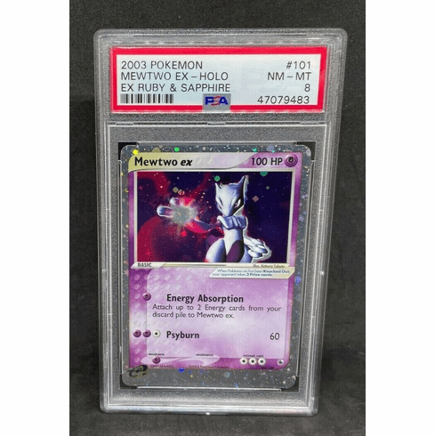 2003 Pokemon Ruby & Sapphire Mewtwo EX 101/109 Vintage Holo Foil Rare PSA 8 NM