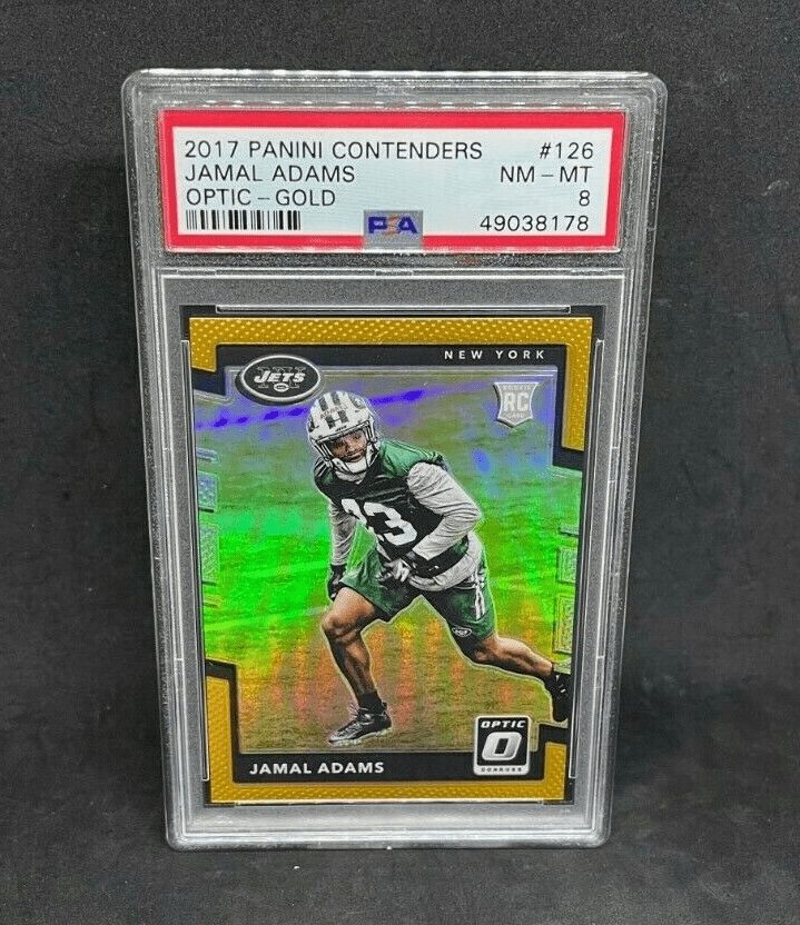 2017 Panini Donruss Optic Jamal Adams 4/10 Gold Prizm Rookie RC PSA 8 ERROR CONT