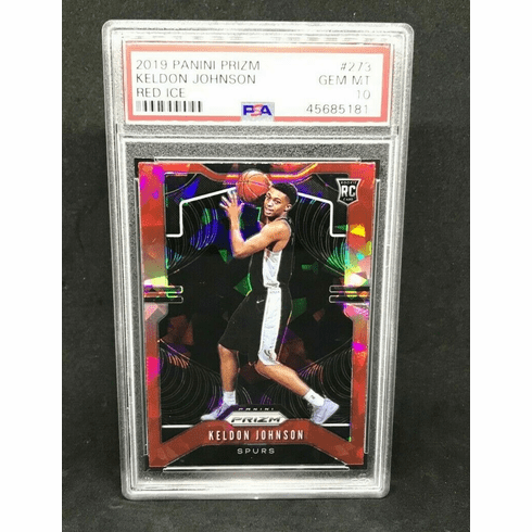 2019-20 Panini Prizm Keldon Johnson Red Cracked Ice RC Silver Rookie PSA 10 MINT