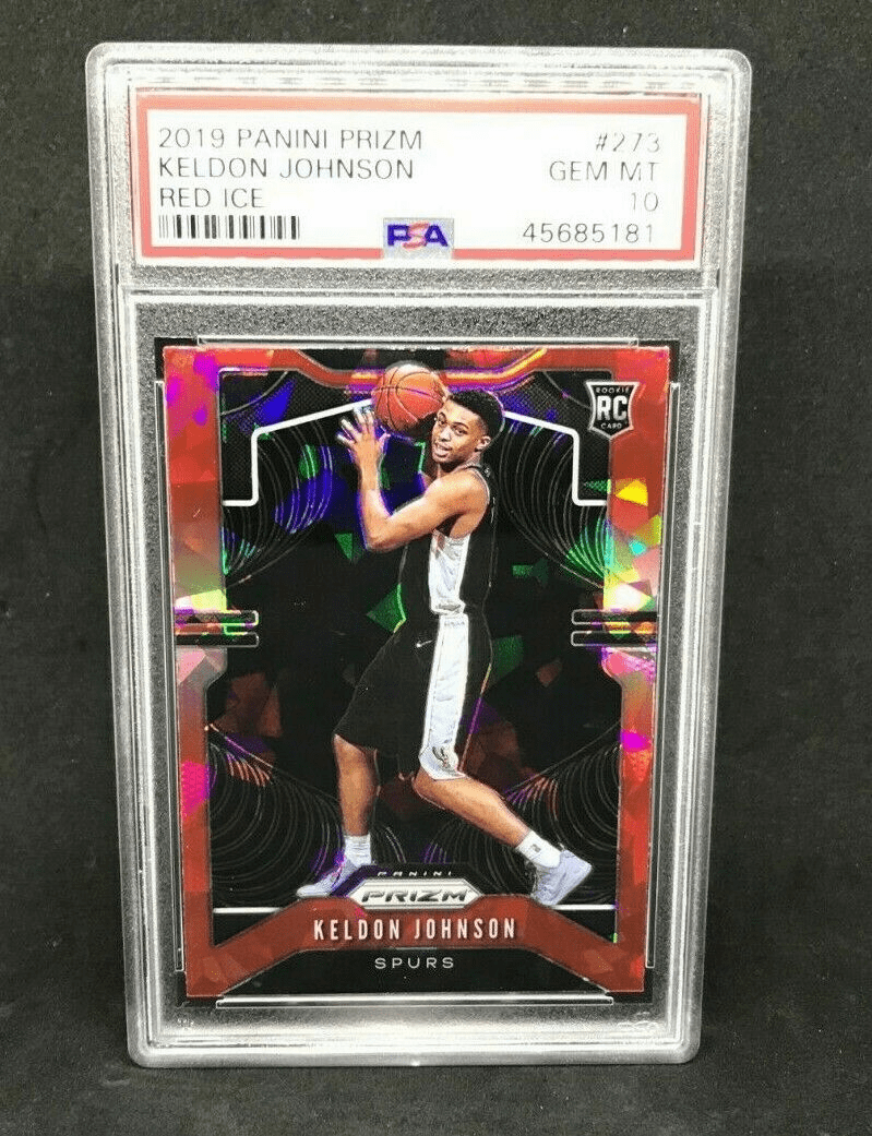 2019-20 Panini Prizm Keldon Johnson Red Cracked Ice RC Silver Rookie PSA 10 MINT
