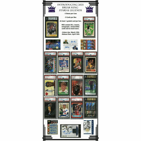 2021 Leaf Break Kings Stars and Legends Factory Sealed 3 Box Case (3 Cards Per)