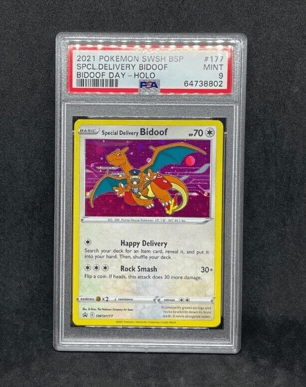 Pokemon Center Special Delivery Bidoof Charizard Promo Holo SWSH177 PSA 9 MINT