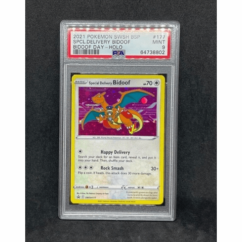 Pokemon Center Special Delivery Bidoof Charizard Promo Holo SWSH177 PSA 9 MINT