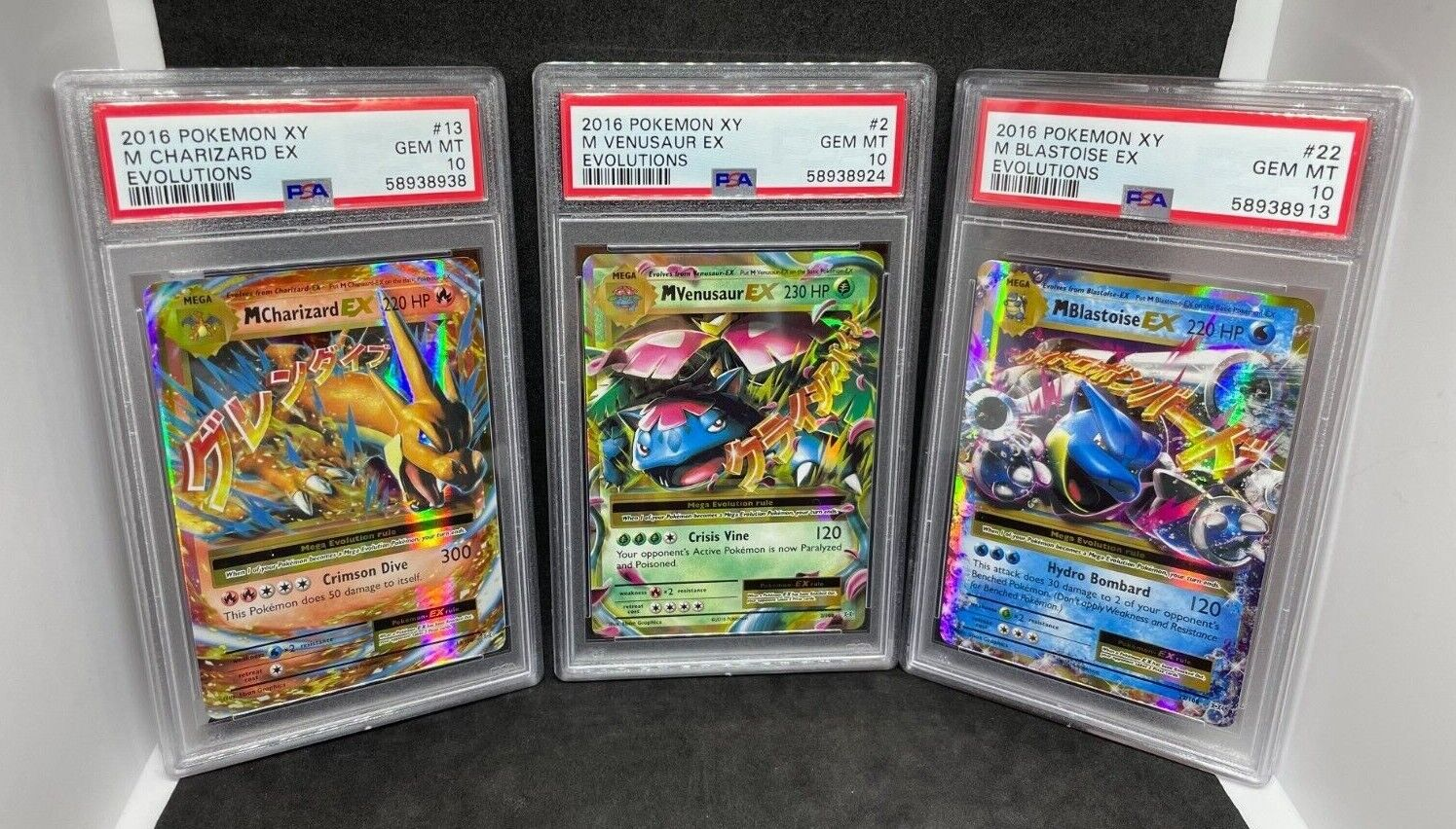 Pokemon Evolutions M Blastoise EX M Venusaur EX M Charizard EX 13/108 PSA 10 Set