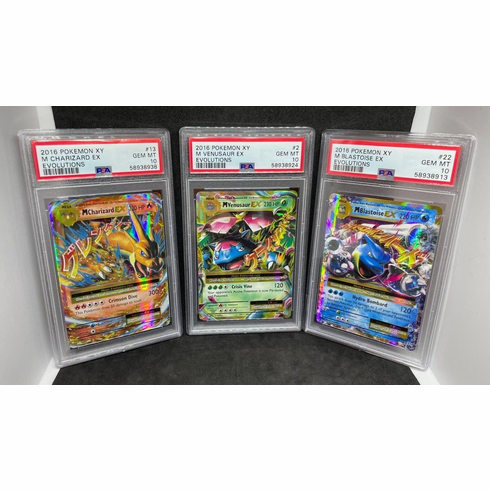 Pokemon Evolutions M Blastoise EX M Venusaur EX M Charizard EX 13/108 PSA 10 Set