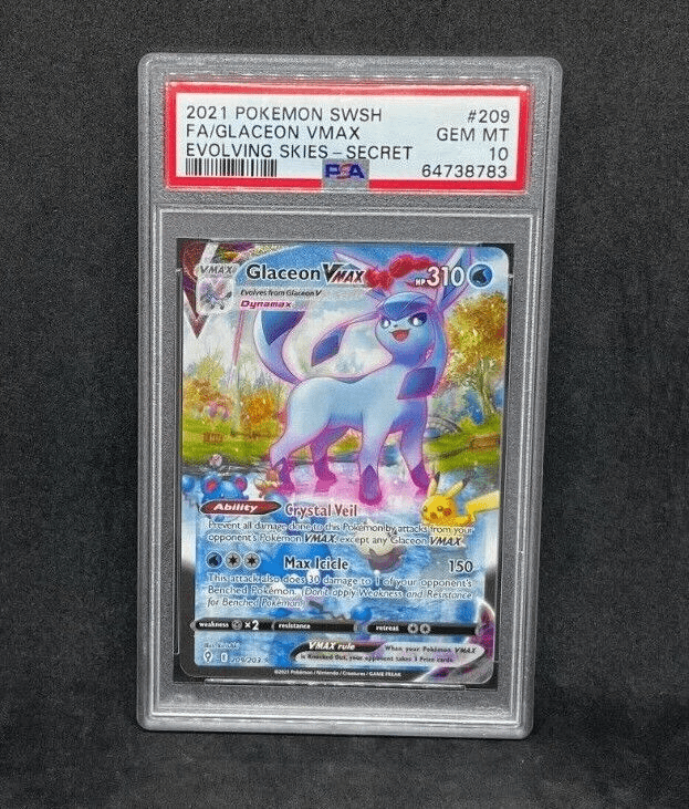 Pokemon Evolving Skies Glaceon Vmax 209/203 Alternate Alt Art Ultra Holo PSA 10 GEM MINT