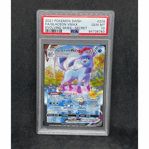 Pokemon Evolving Skies Glaceon Vmax 209/203 Alternate Alt Art Ultra Holo PSA 10 GEM MINT