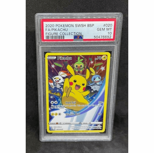Pokemon Figure Collection Pikachu SWSH020 Full Art Holo Foil BSP PSA 10 GEM MINT