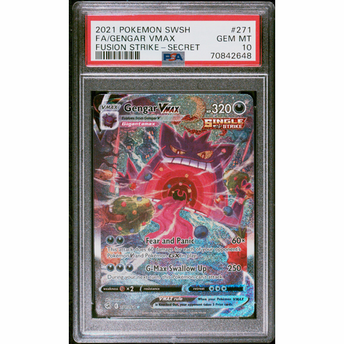 Pokemon Fusion Strike Gengar VMAX 271/264 Alternative Art Alt Holo Foil PSA 10