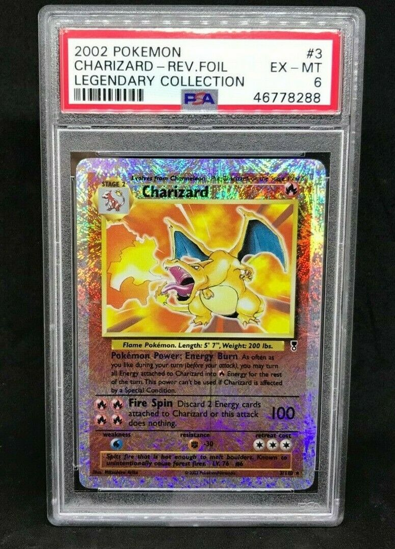 Pokemon Legendary Collection Charizard 3/110 Reverse Holo Foil Fireworks PSA 6