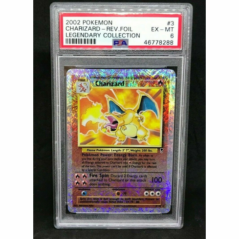 Pokemon Legendary Collection Charizard 3/110 Reverse Holo Foil Fireworks PSA 6