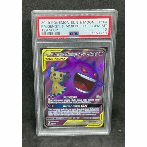 Pokemon S&M Team Up Gengar & Mimikyu GX 164/181 Full Art Ultra Rare Holo PSA 10 GEM MINT