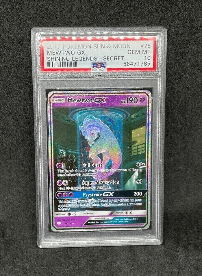 Pokemon SM Shining Legends Mewtwo GX 78/73 Secret Rare Mewtube Art Holo PSA 10