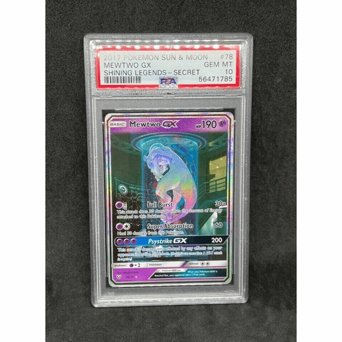 Pokemon SM Shining Legends Mewtwo GX 78/73 Secret Rare Mewtube Art Holo PSA 10