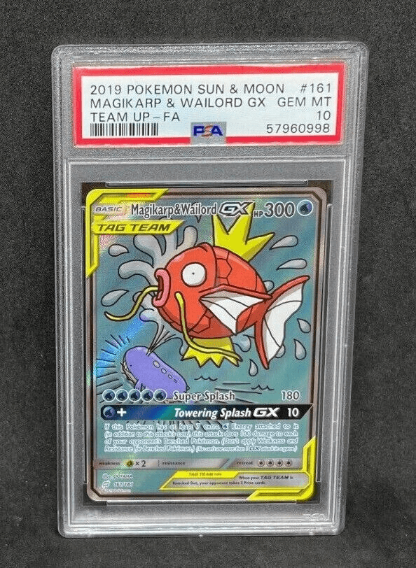 Pokemon SM Sun and Moon Magikarp & Wailord GX 161/181 Alternate Art Holo PSA 10