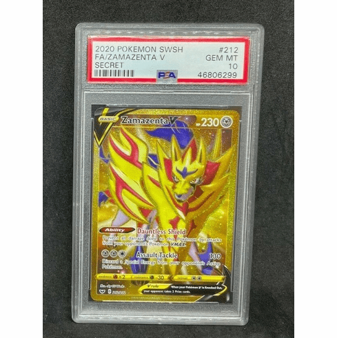 Pokemon SWSH Base Set Zamazenta V 212/202 Secret Rare Holo Foil Rare PSA 10 MINT