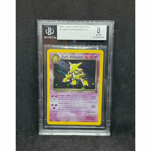 Pokemon Team Rocket Dark Alakazam 1/82 Holo Foil Rare BGS 8 WOTC Vintage