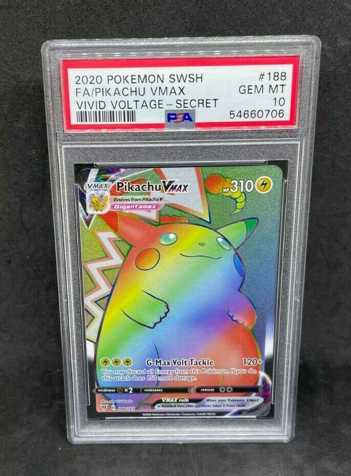 Pokemon Vivid Voltage Pikachu VMAX 188/185 Full Art Secret Rainbow Rare PSA 10