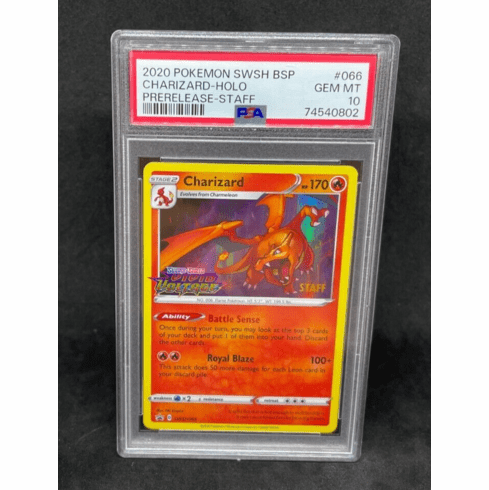 Pokemon Vivid Voltage Prerelease STAFF Charizard SWSH066 Black Star Promo PSA 10