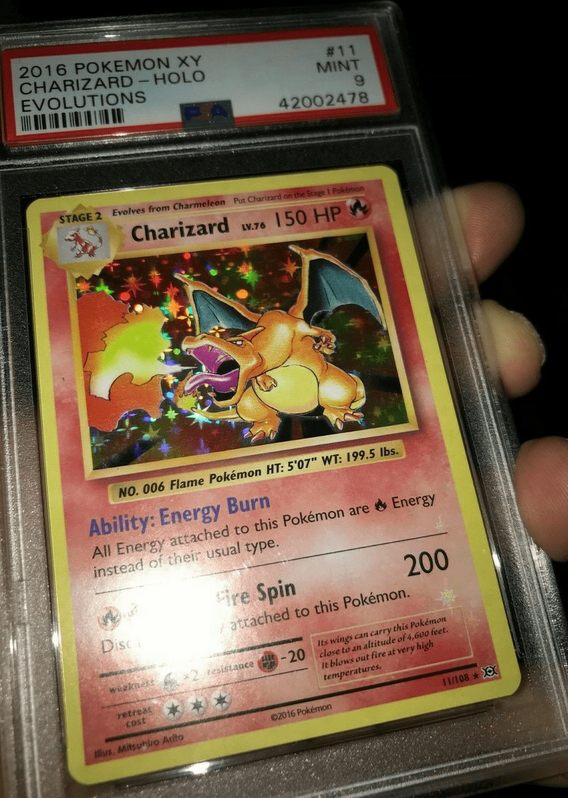 Pokemon XY Base Evolutions Charizard 11/108 HOLO BLEED Factory Error Foil PSA 9