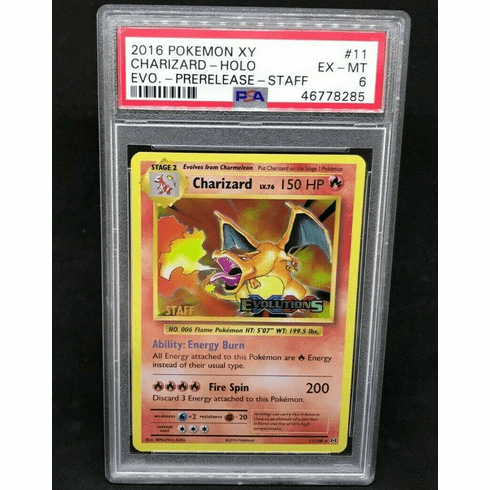 Pokemon XY Base Evolutions Staff Charizard 11/108 Prerelease Holo Foil PSA 6 EX-MT