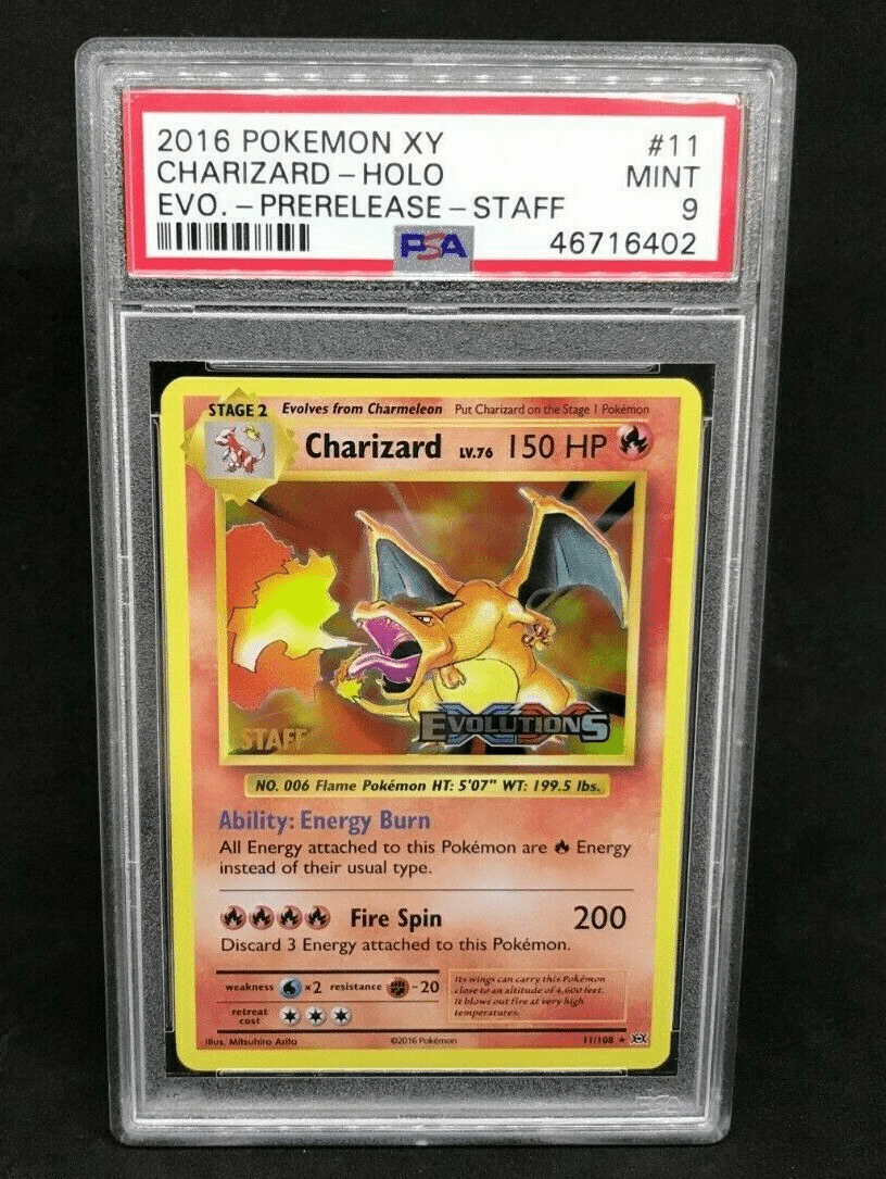 Pokemon XY Base Evolutions Staff Charizard 11/108 Prerelease Holo Foil PSA 9